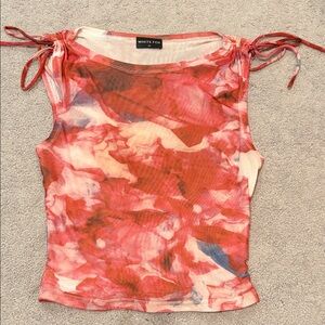 White Fox Semi Sheer Floral Print Top